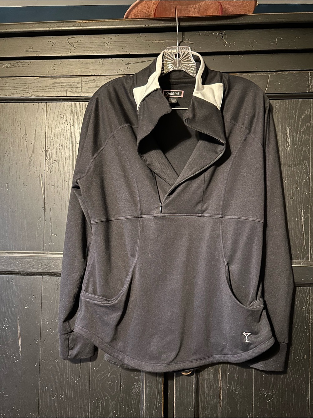 Golftini Women's Black Pullover Utility Jacket with White Trim